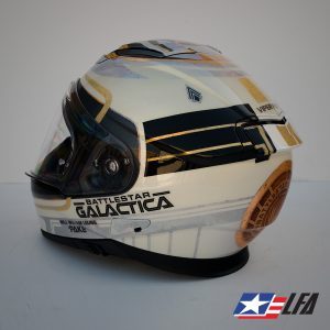 Battlestar Galactica Custom Painted Motorcycle Helmet Back Left