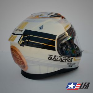 Battlestar Galactica Custom Painted Motorcycle Helmet Back Right