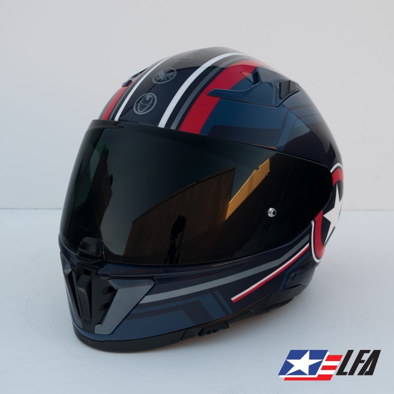 Captain America Custom Painted Motorcycle Helmet Front Left