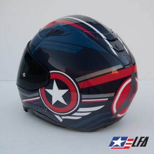 Captain America Custom Painted Motorcycle Helmet Back Left