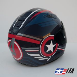 Captain America Custom Painted Motorcycle Helmet Back Right