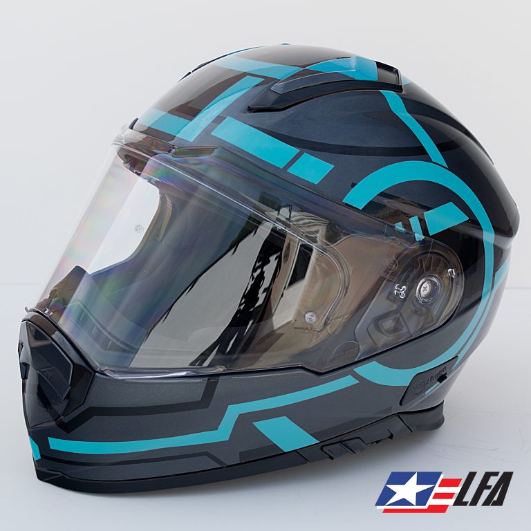 Tron 1.0 Custom Painted Motorcycle Helmet Front Left