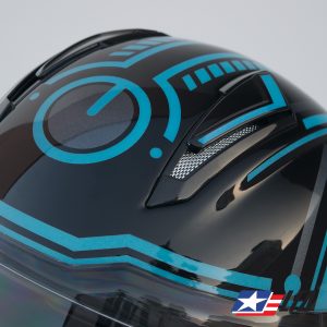 Tron 2.0 Custom Painted Motorcycle Helmet Detail 1