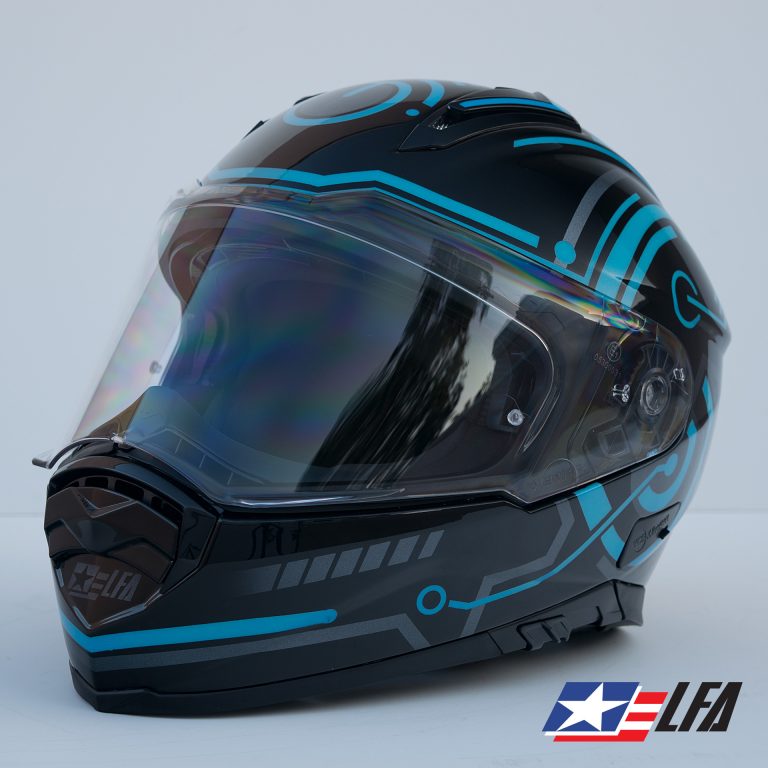 Tron 2.0 Custom Painted Motorcycle Helmet Front Left