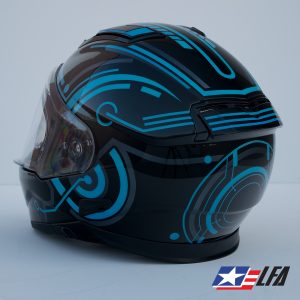 Tron 2.0 Custom Painted Motorcycle Helmet Back Left