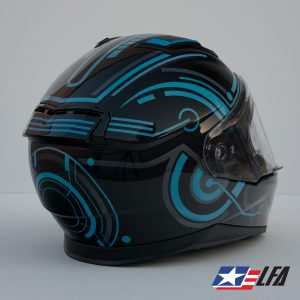 Tron 2.0 Custom Painted Motorcycle Helmet Back Right